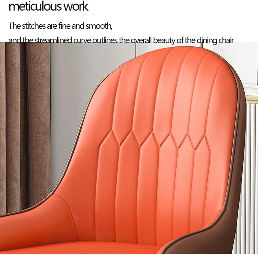 Kitchen Dining Room Furniture Chairs Modern PU Leather High Back Padded Soft Seat Dining Chairs with Backrest Black Metal Legs for Office Lounge Dining Kitchen Bedroom (Color : Beige+Brown)