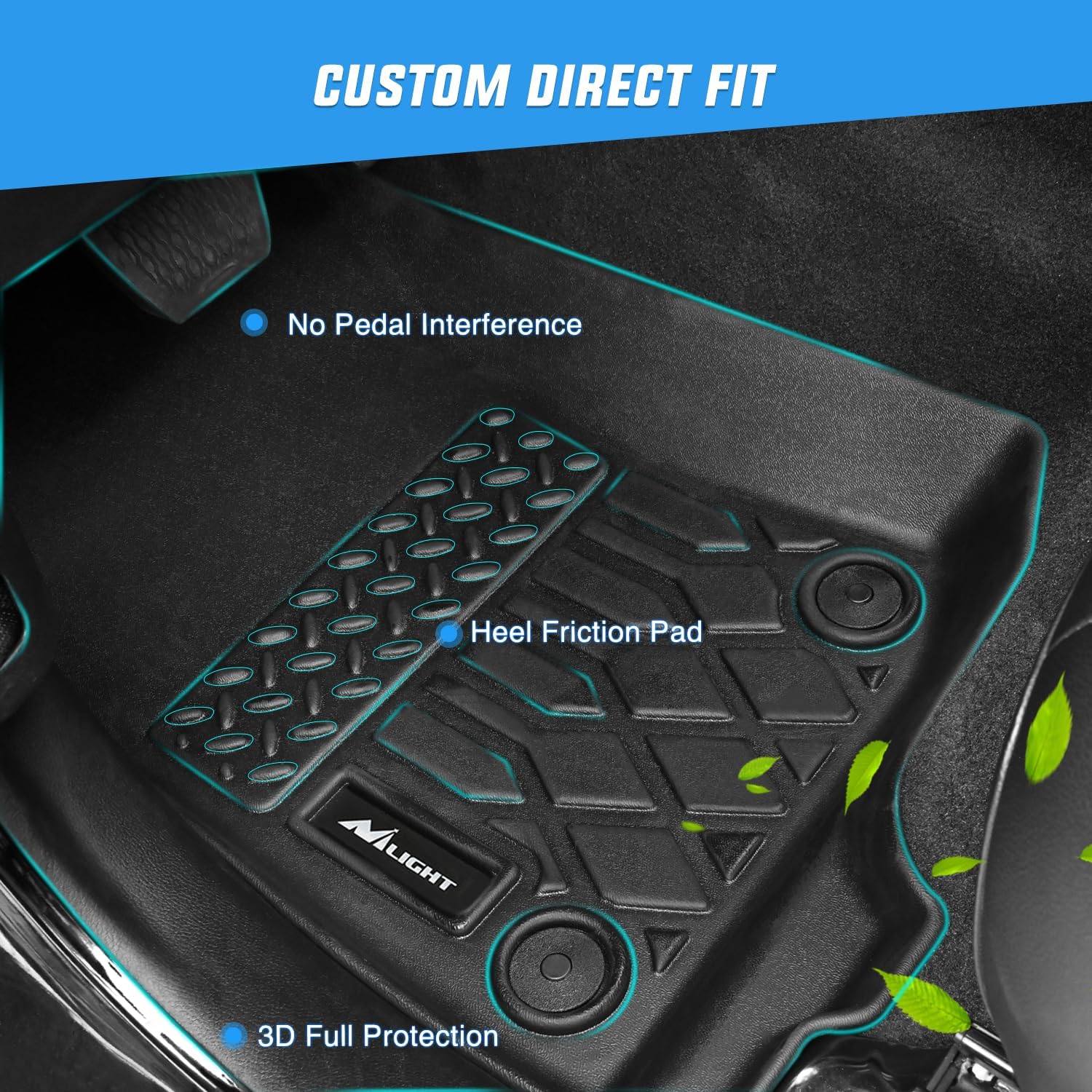 Nilight TPE Floor Mats for Jeep Gladiator JT 2020 2021 2022 2023 2024 2025 2026 All Weather Custom Fit Heavy Duty Floor Liners