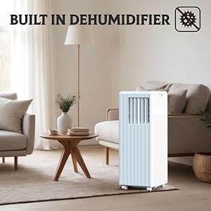 8,000 BTU Portable Air Conditioner – 3 in-1 Cooling, Dehumidifier & Fan for Rooms up to 350 sq.ft. | Ultra-Quiet Sleep Mode | Energy-Saving 24H Timer | Remote Control & Complete Window Kit Included