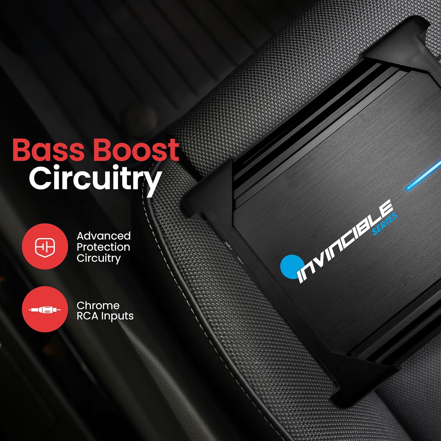 Pyle 9” Class D Mosfet Amplifier - Invincible Series Monoblock Amp, 1 Channel 1000 Watts Max, Mosfet PWM Power Supply, High-Current Dual Discrete Drive Stages, Wireless BT Audio Interface