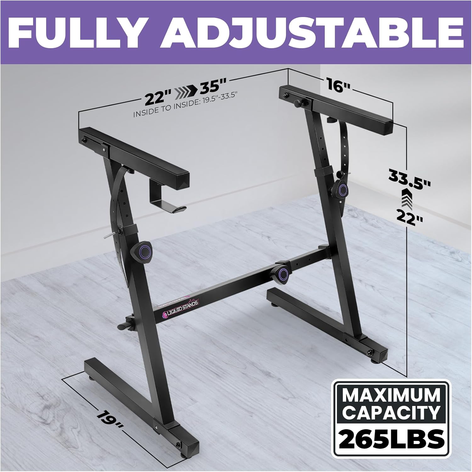 Liquid Stands Piano Keyboard Stand Foldable - 54 61 88 Key Z-Style Sturdy, Adjustable & Professional Electric Digital Piano Stand - Midi Portable heavy duty Keyboard Holder for Kids, Adults, Musicians