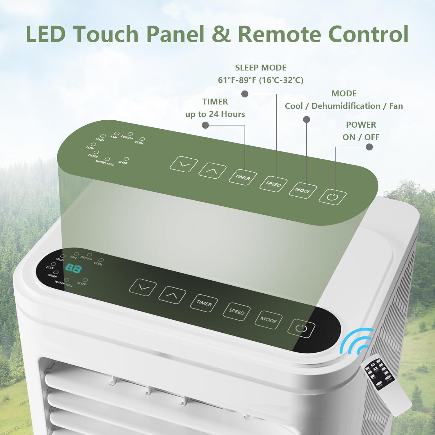 10000 BTU Portable Air Conditioners, Air Conditioner for Room Cools Up to 450 Sq.Ft with 24H Timer, Remote Control, Dehumidifier, 3-IN-1 AC Unit with Window Kit for Bedroom, Indoor Rooms, Home Office