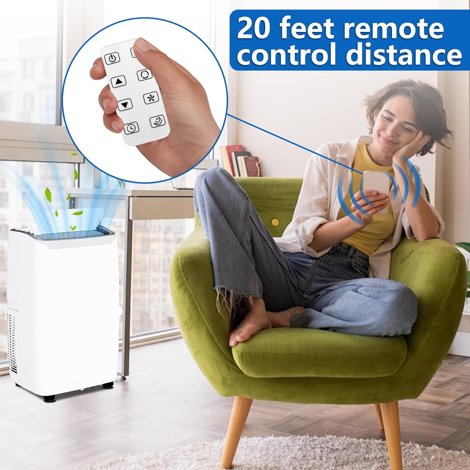 Portable Air Conditioners 12000BTU, 4-in-1 Portable Air Cooler with Sleep Mode, Auto Swing, Dehumidifier & Fan Modes, LED Display Air Conditioners for Bedroom, Office, Easy-to-Clean Washable Filter