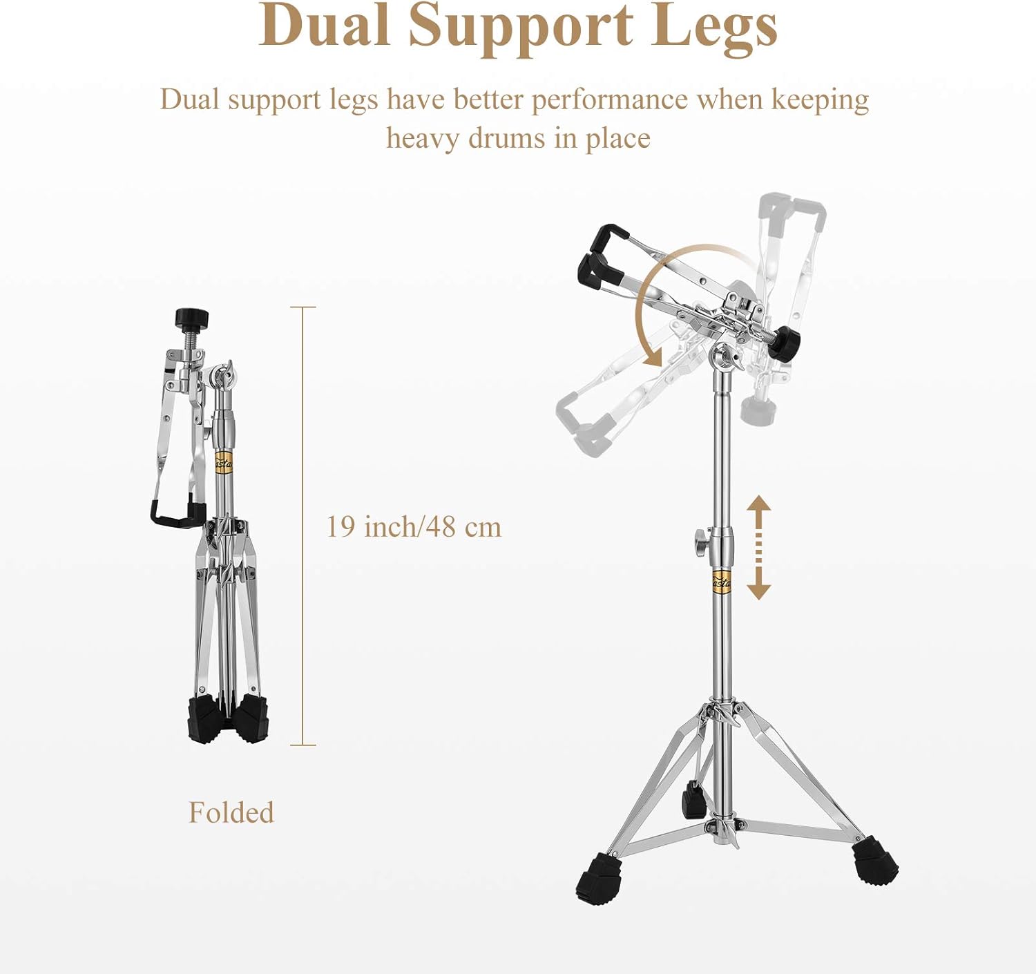 Eastar Snare Drum Set with Drum Sticks, Stand, Mute Pad, Bag, Key, 14