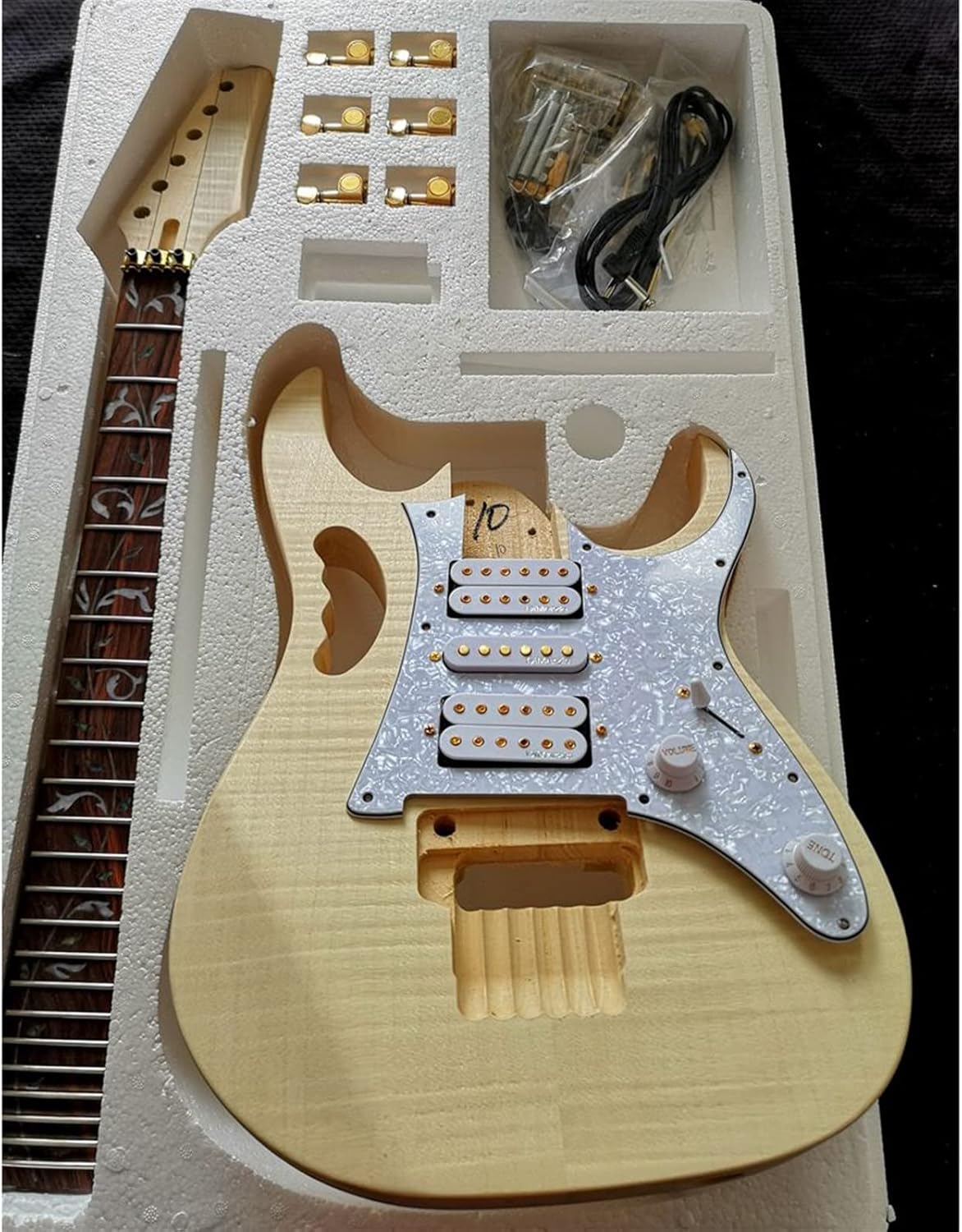 Electric Guitar Kit Set Basswood Body Rosewood Fingerboard Durable Maple Neck Guitar Accessories Unfinished Guitar Set