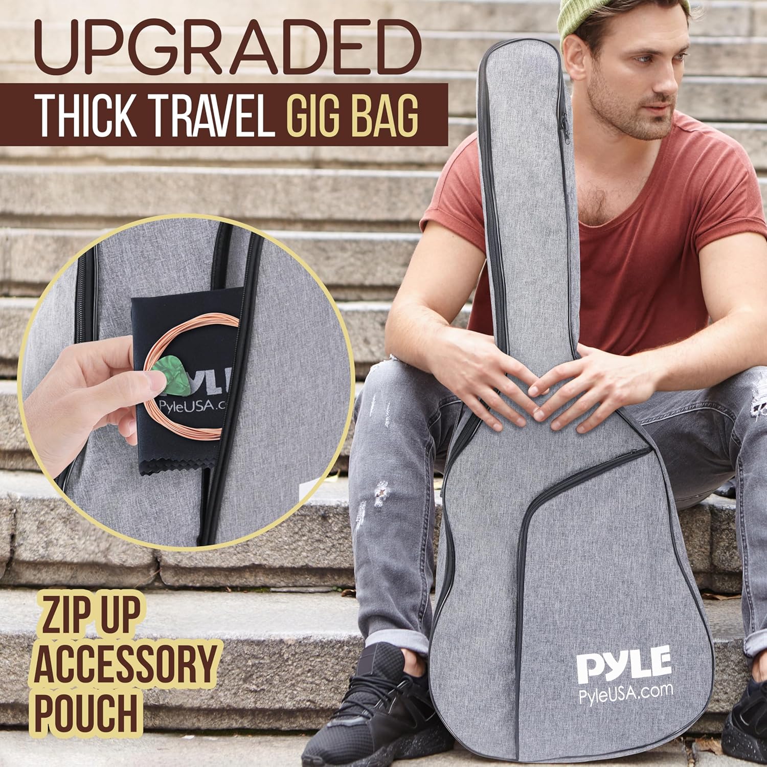 Pyle Premium Solid Spruce Top Classical Acoustic Guitar Kit, 4/4 Full Size Classic All Wood Handcrafted Instrument with Gig Bag, Picks, Stand and Foot Stool, 39