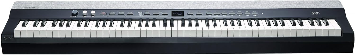 Kurzweil KaP1-88-Key Fully-Weighted Hammer Action Portable Digital Piano with 28 Flagship Voices + Power Supply + Sustain Pedal + ST-C1 Chrome Stand (Black)