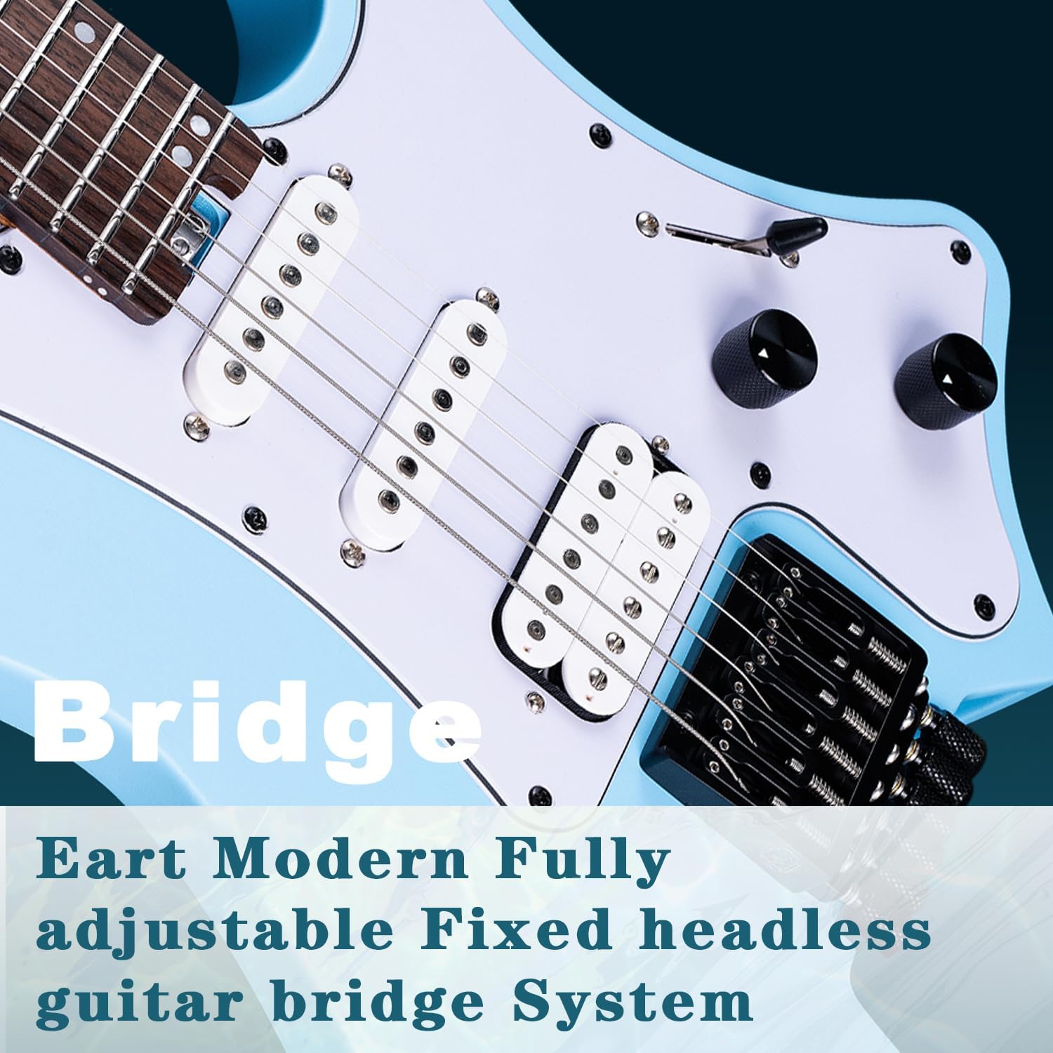 EART GW2P-SE Headless Electric Guitar, Solid Electric Guitar,Carbon-Roasted Hard Maple Neck Fully Adjustable Bridge, Satin Finish