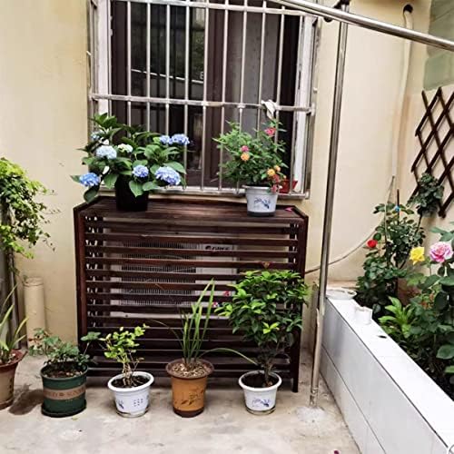 Cover for Outdoor Fence Air Conditioner Cover, Wooden Privacy Air Conditioner Fence Screen, Solid Wood Air Conditioner Flower Rack Shutters, Protective Air Conditioning Grilles, Water Proof