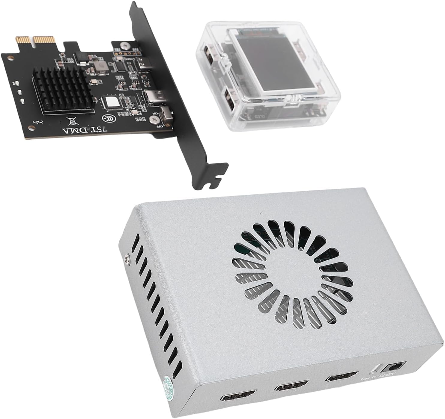 DMA Fuser Complete Kit 3840x2160 60Hz Keyboard Controller Overlayer Synthesizer, Aluminum Alloy Interface for Gaming Console, Dual Machine Access Support