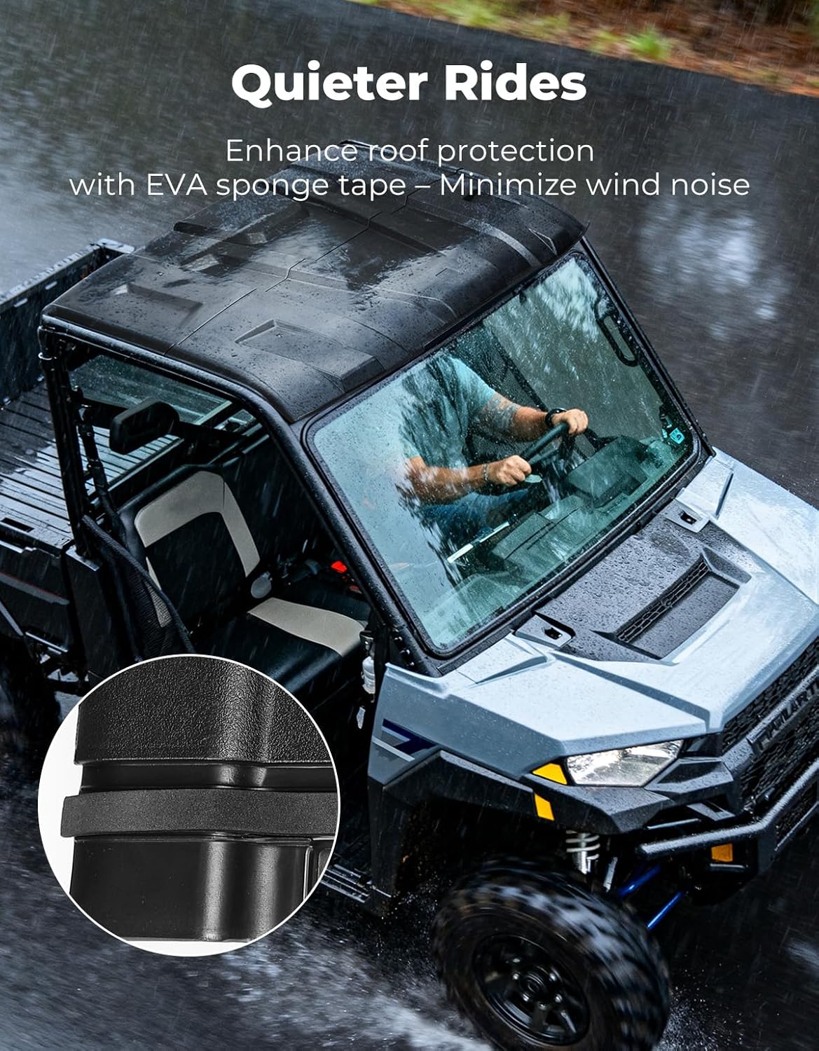 KEMIMOTO Roof Top Hard 3-Seat Compatible with Polaris Ranger XP 1000/1000/ XP 900 Accessories Combination Sport Roof Top Replace #2882911 (NOT Fit 2016+ Full Size 570 Roll Bar Cage)
