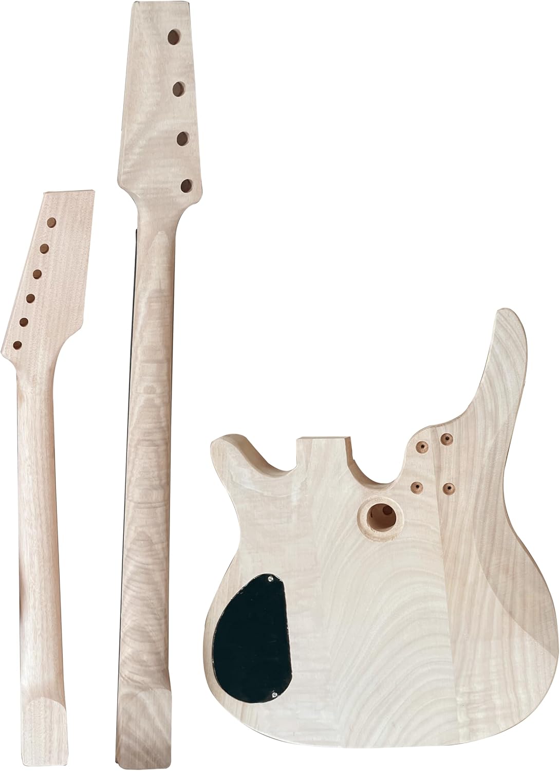 DIY Electric Guitarr and Bass Double Neck Kit 6 String and 4 String Guitarr Kits Right Handed with Mahogany Body and Neck Rosewood Fingerboard Chrome Hardware Build Your Own Guitarr and Bass.