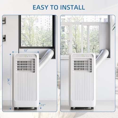 8,000 BTU Portable Air Conditioner, 3-In-1 AC Unit with Built-In Dehumidifier, Compact Standing Air Conditioner for Room Up to 550 Sq. Ft. with Remote and Window Kit, White