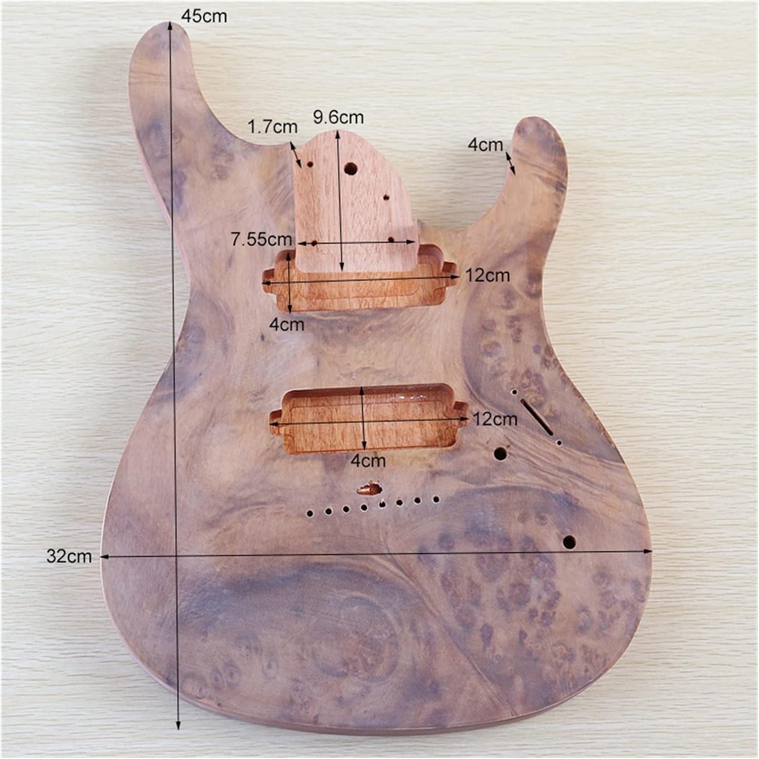 TSTS 8 String Electric Guitar Body Tree Burl Top Guitar Barrel Okoume Wood Body for Electric Guitar Guitar DIY Accessory