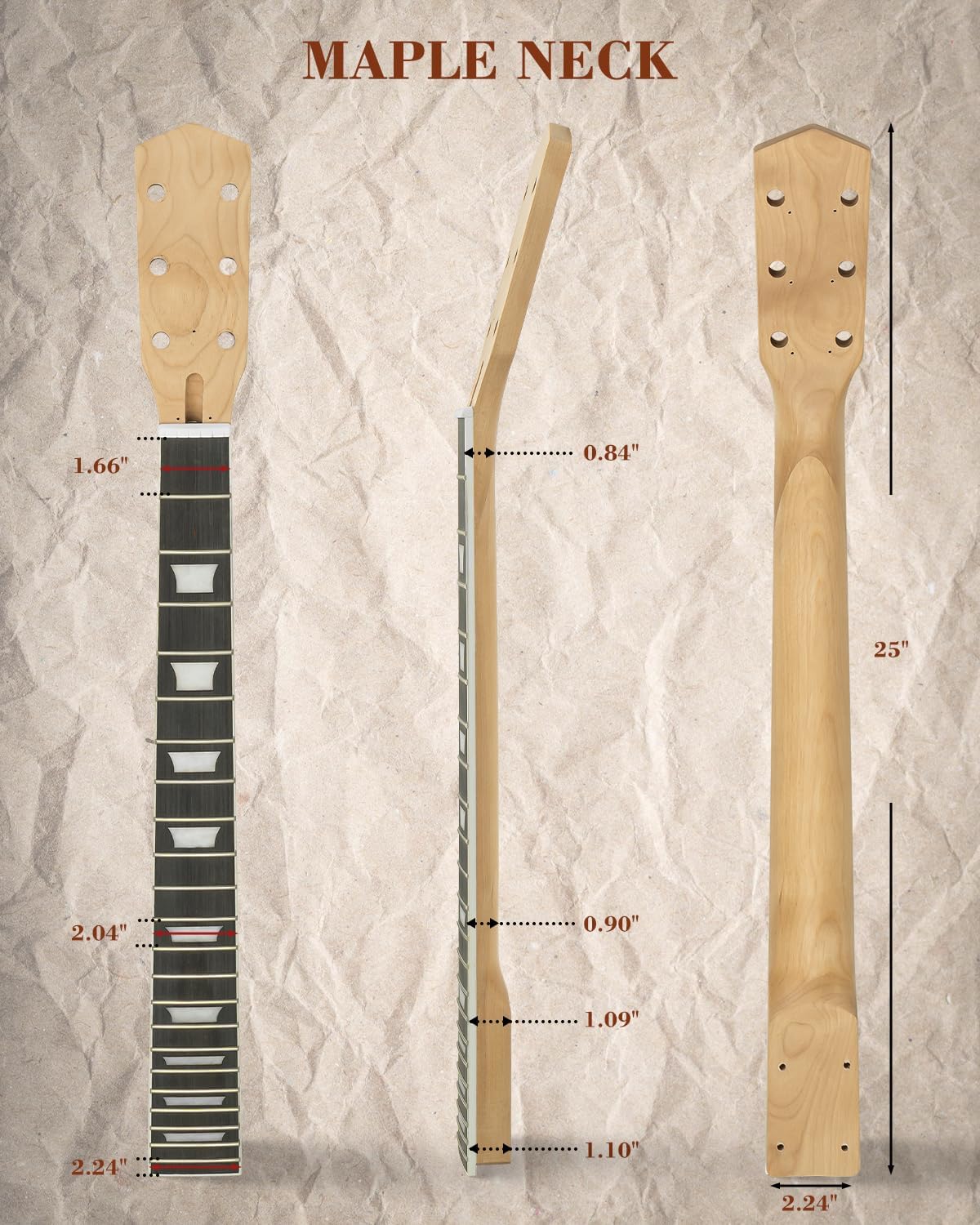 STRICH DIY Electric Guitar Kit, LP Style Mahogany Body & Maple Neck Guitar with HH Pickups, Easy to Assemble Kit with All Parts Included – Build Your Own Electric Guitar SLP-D30