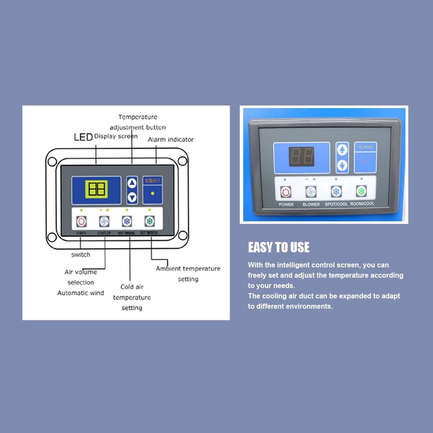 110V Industrial Air Conditioner Outdoor Air Conditioning Fan Equipment Single Tube 480m³/h Blue