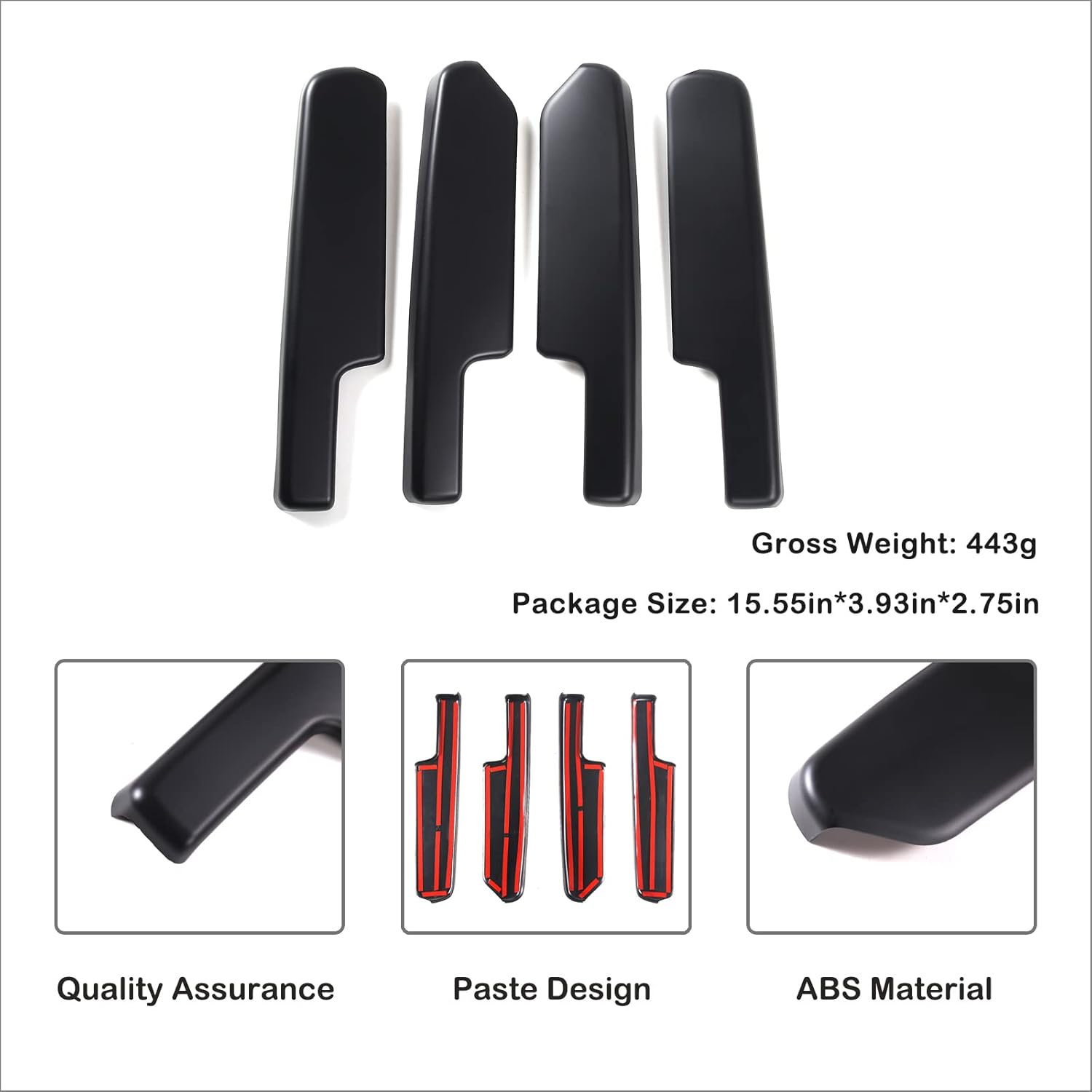 Aunginsy Car Inner Door Armrest Panel Trim Cover Compatible with Toyota Tundra 2022-2025 Pickup Truck Front Rear Side Door Armrest Panel Decorative Cover Protective Frame ABS Interior Accessories