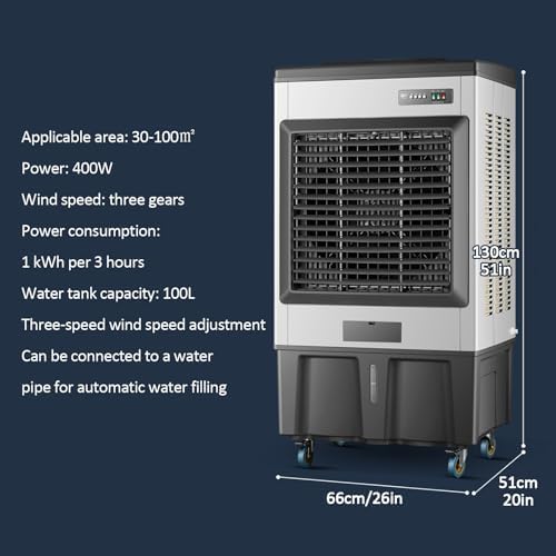 Generic Swamp Cooler, Air Conditioner Portable Strong Wind, Three Wind Speeds 120° Oscillation 8 Ice, Evaporative Conditioner for Room Office Outdoor