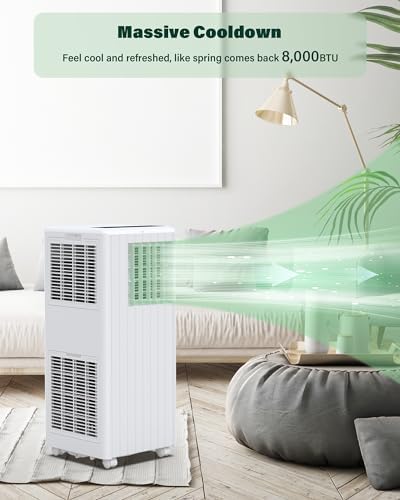 GAOMON Portable Air Conditioners, 8000 BTU Air Conditioner Portable for Room up to 350 Sq. Ft. with Remote Control, White