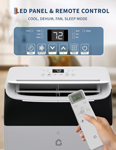 12000 btu Portable Air Conditioner, Indoors ac unit Fast Cooling 550 Sq. Ft., 3-in-1 Portable Air Conditioner With Fan, Cooling, Dehumidification, Touch Screen Controls, Remote Controller