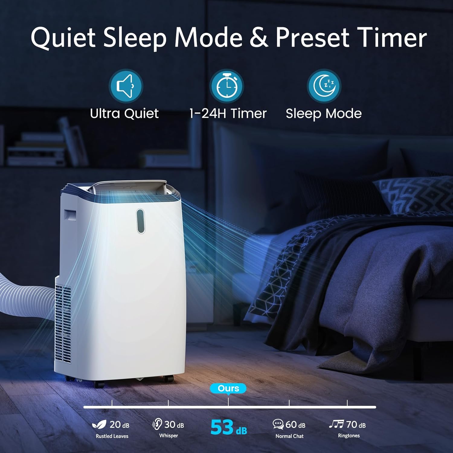 14000 BTU Portable Air Conditioners, Portable AC Unit for Room Cools up to 700 sq.ft, 3-in-1 Free Standing Cooling AC Unit with Fan & Dehumidifier, Sleep Mode,24H Timer, Automatic Louver