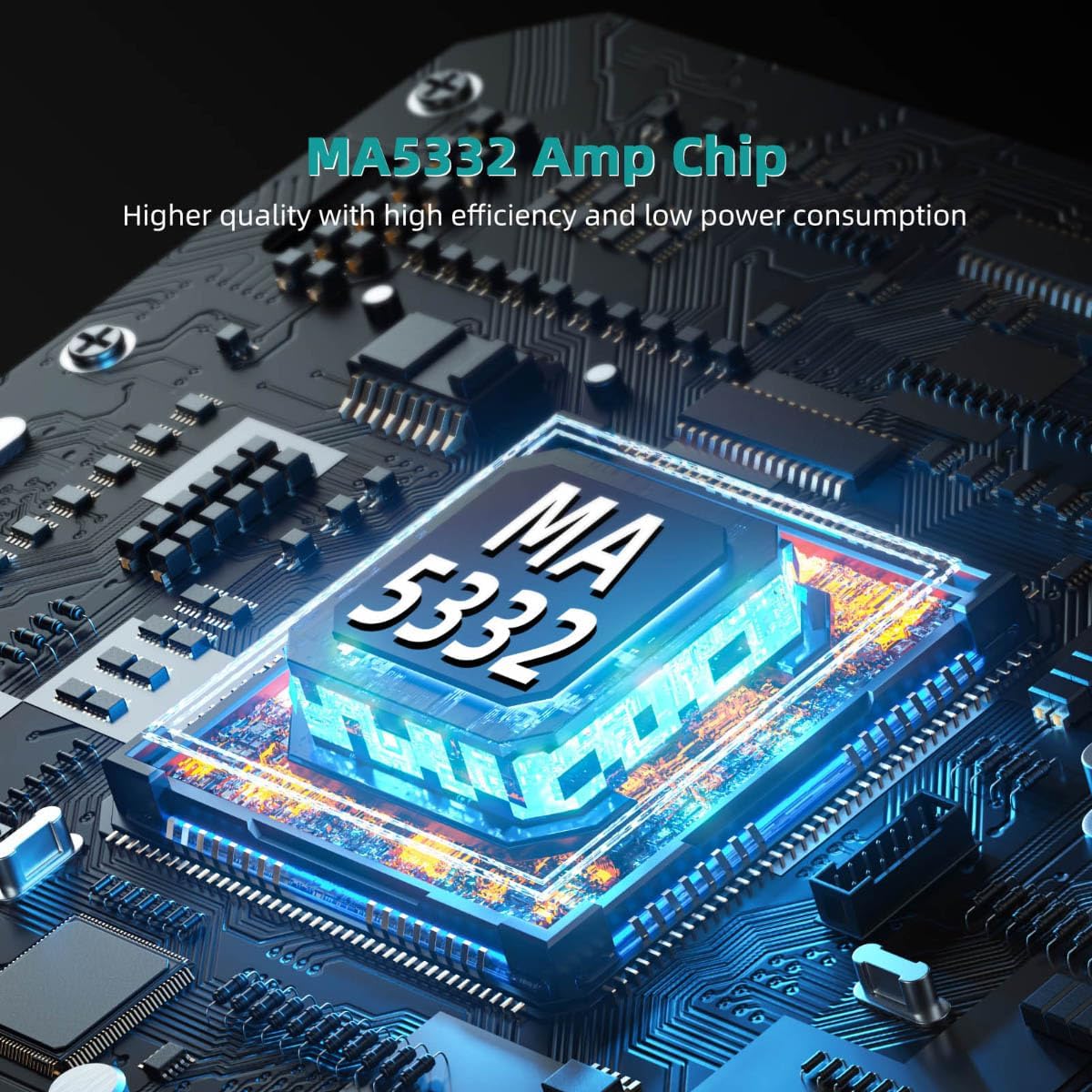 SMSL PA40 Class D Power Amplifier, 165Wx2 Stereo Amplifier for Passive Speakers, with MA5332 Chip/EQ/Bass Treble Control/Built-in Power Supply