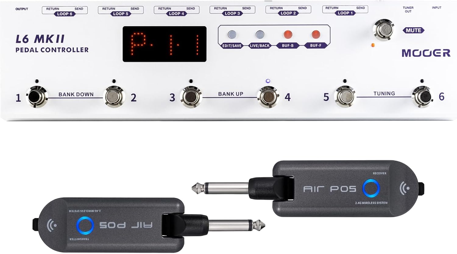 MOOER L6 MKII Pedal Controller for Electric Guitar Bass Guitar Pedalboard Switcher with Air P05 Wireless System