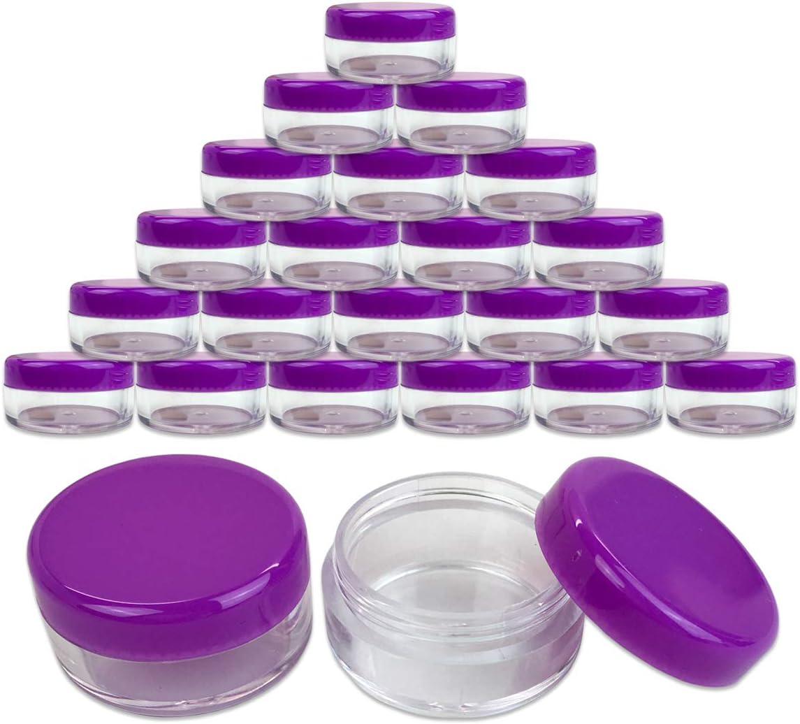 Beauticom 5G/5ML Round Clear Jars with Purple Lids for Small Jewelry, Holding/Mixing Paints, Art Accessories and Other Craft Supplies - BPA Free (Quantity: 1000 Pieces)