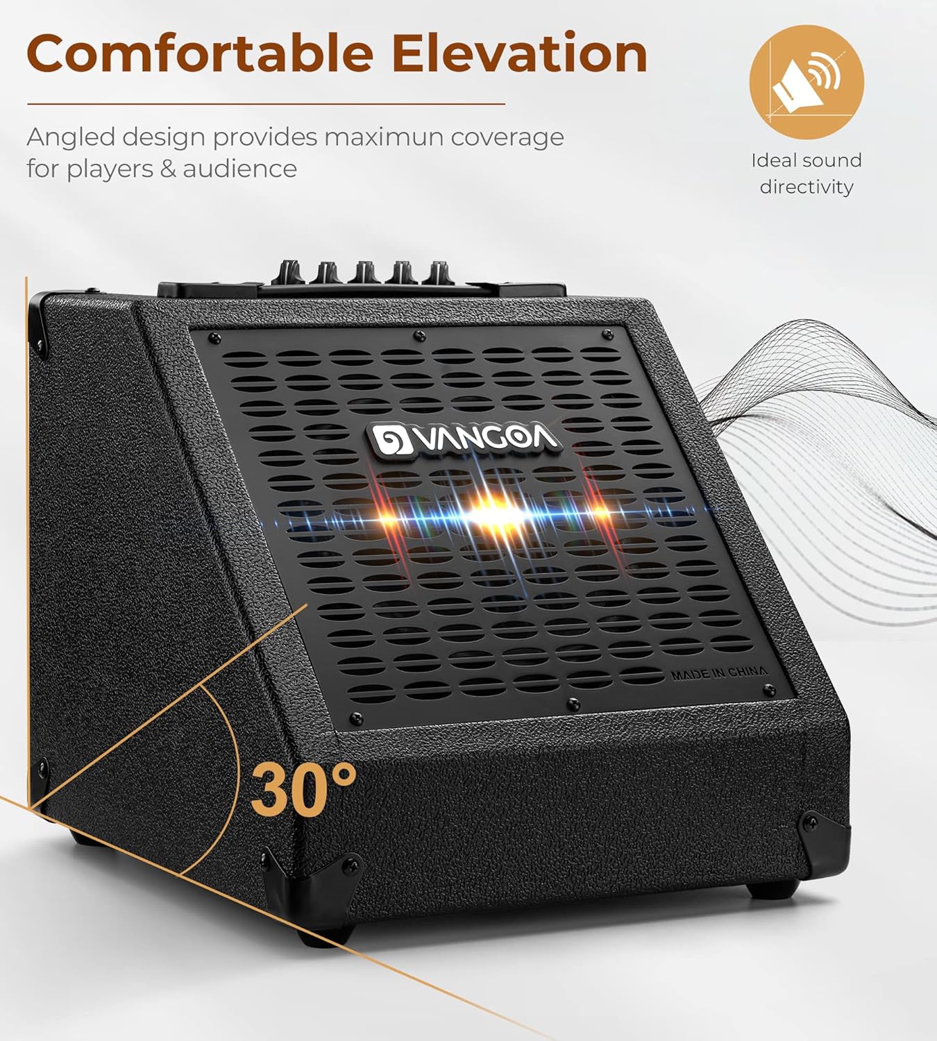 Vangoa Electric Drum Amp 40W Professional Amplifier Speaker, 3 Inputs 3 Band EQ Wireless Electronic Drum Monitor, Keyboard Speaker Includes Power Cable, Black