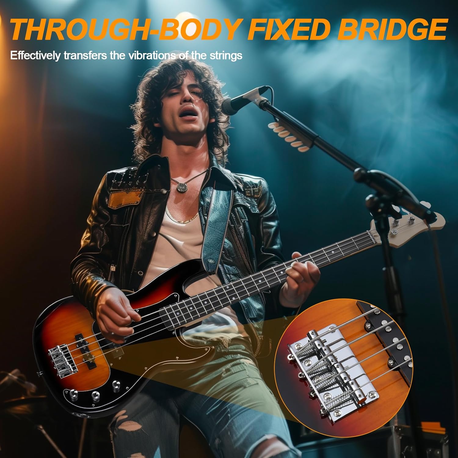 Ktaxon 4 String Bass Guitar, Bass Kit Full Size Guitar Starter Kit with 20W AMP, Portable Gip Bag, Premium Cable, Adjustable Guitar Strap, Picks and Wrench, Gift For Music Lover(Bass Set-Sunset)