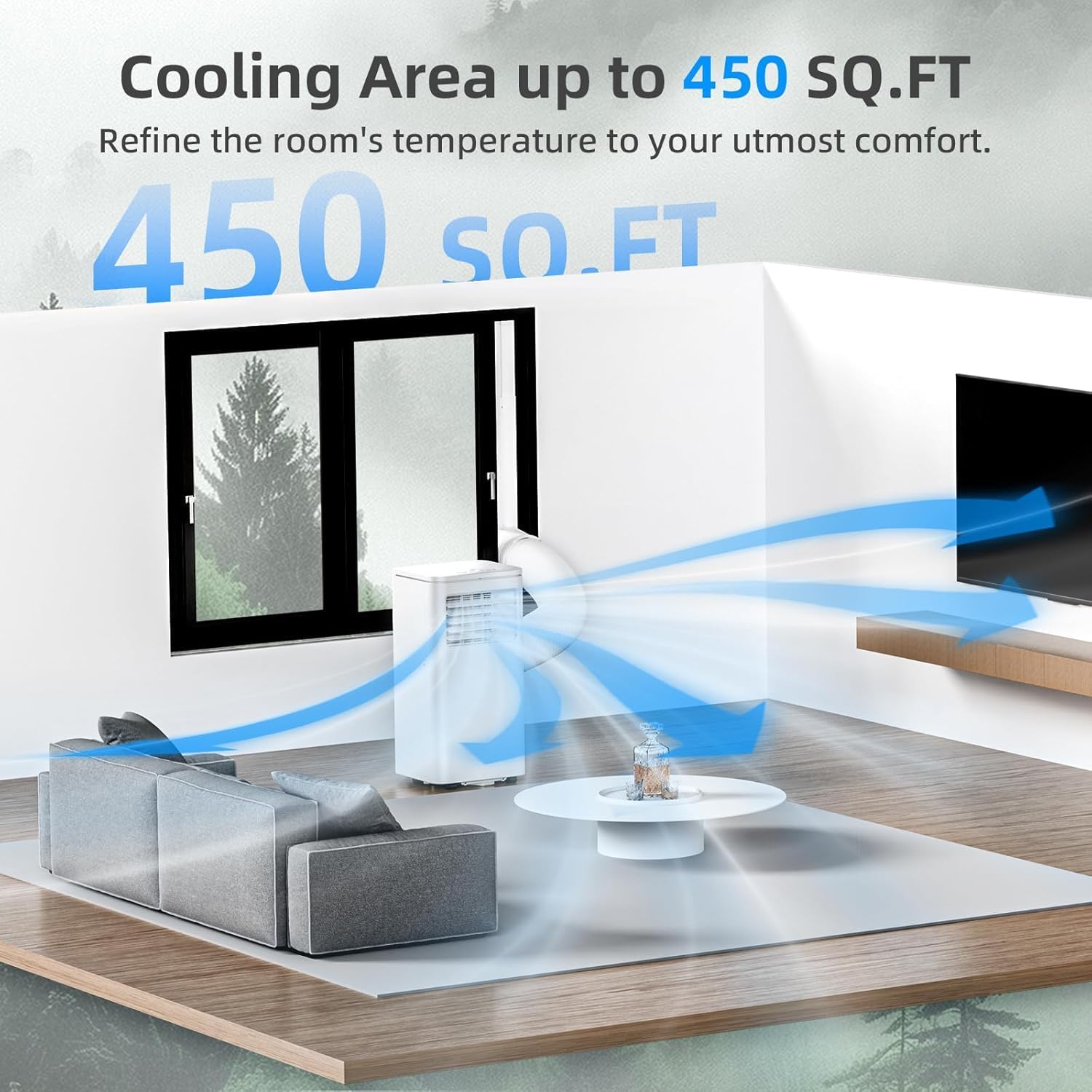 Antarctic Star 10000 BTU Portable Air Conditioner, 3 in 1 Free Standing Cooling AC Unit with Fan & Dehumidifier & Cools, Sleep Mode, 24H Timer, for Home/Kitchen/Office