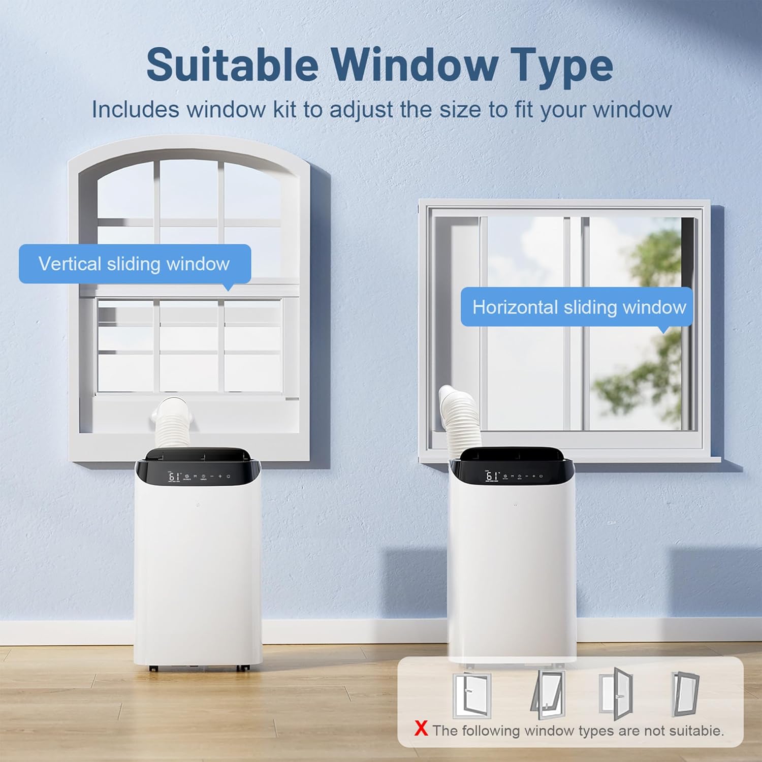 14000 BTU Portable Air Conditioner and Heater for Room up 700 Sq. Ft.,4-IN-1 Quiet Portable Ac Unit with Heater Dehumidifier Fan Function, Remote Control, Sleep Mode, 24H Timer (Black)