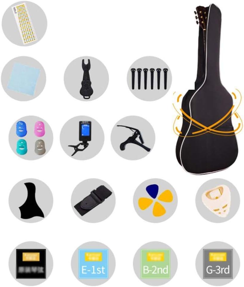 Etlegor Classical Guitar 41 Inches Dreadnought Cutaway Beginner Veneer Spruce Wooden Guitar Kit with Bag, Strings, Picks,5 Colors (Color : E)