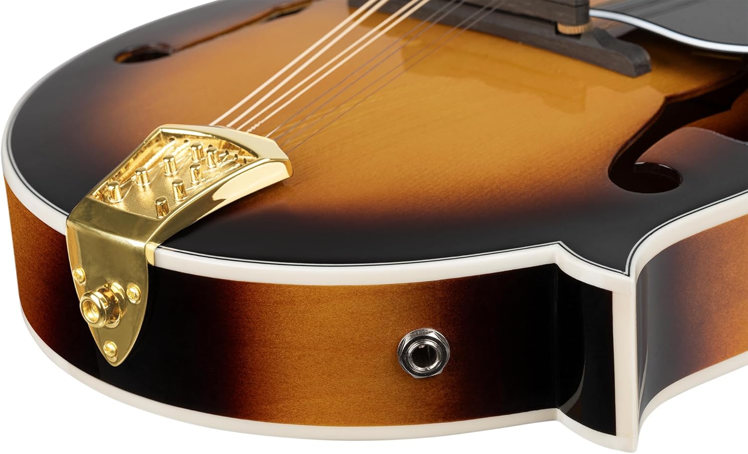 Ortega Guitars, 8-String F-Style Series Solid Top Acoustic-Electric Mandolin w/Bag, Right, Gold (RMFE90TS)