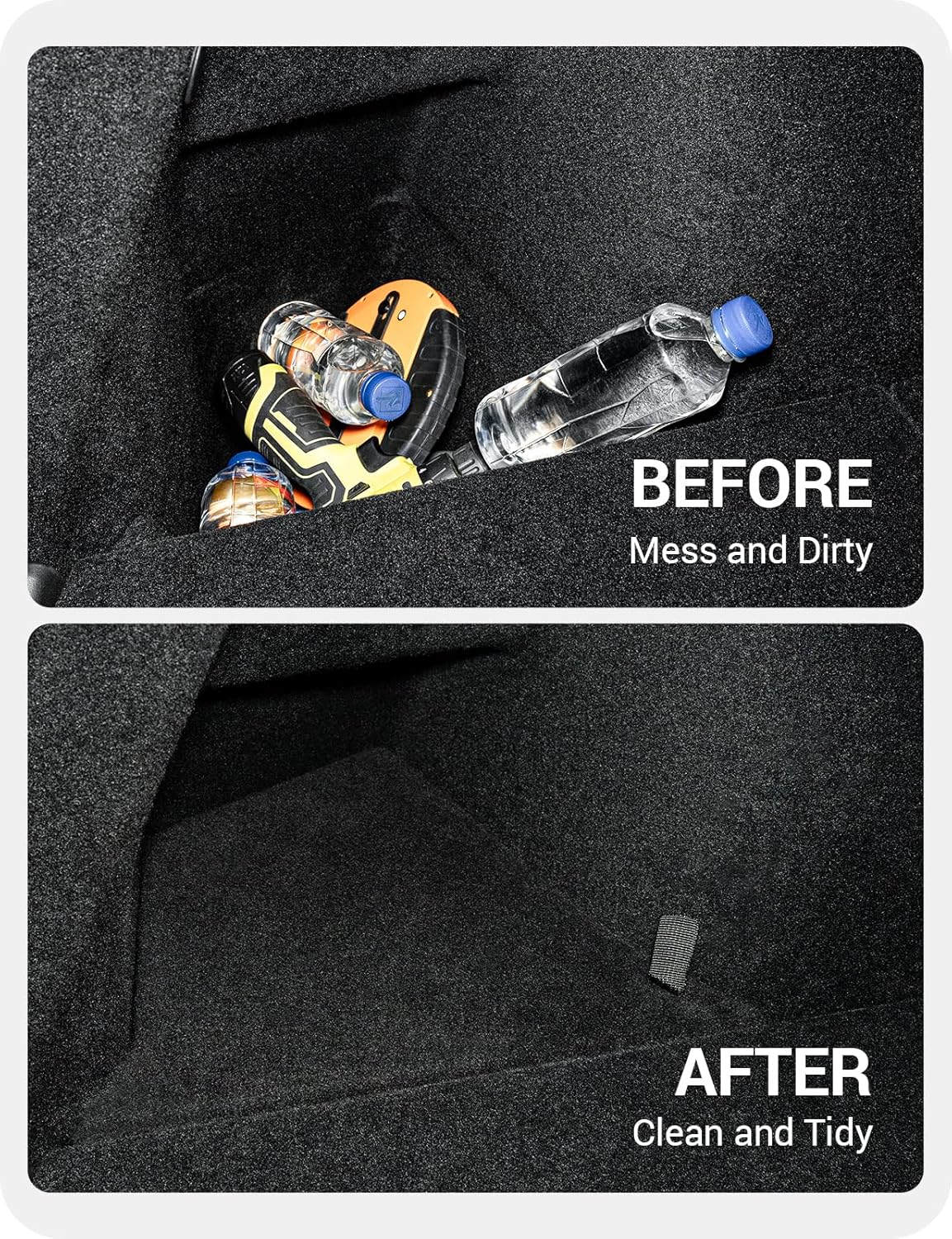 BASENOR 2025 2026 Tesla Model Y Trunk Storage Bins, Trunk Organizer with Carpeted Lid, Rear Trunk Side Storage Box for Model Y Juniper Interior Accessories (Standard/Premium/Performance)