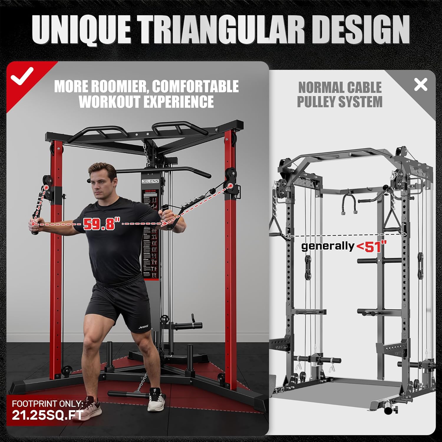 CC01 Fitness Cable Crossover Machine with High and Low Pulley System, Functional Trainer with with Pull Up Bars and Optional Bundle, Plate Loaded Pulley System for Home Gym Power Workout