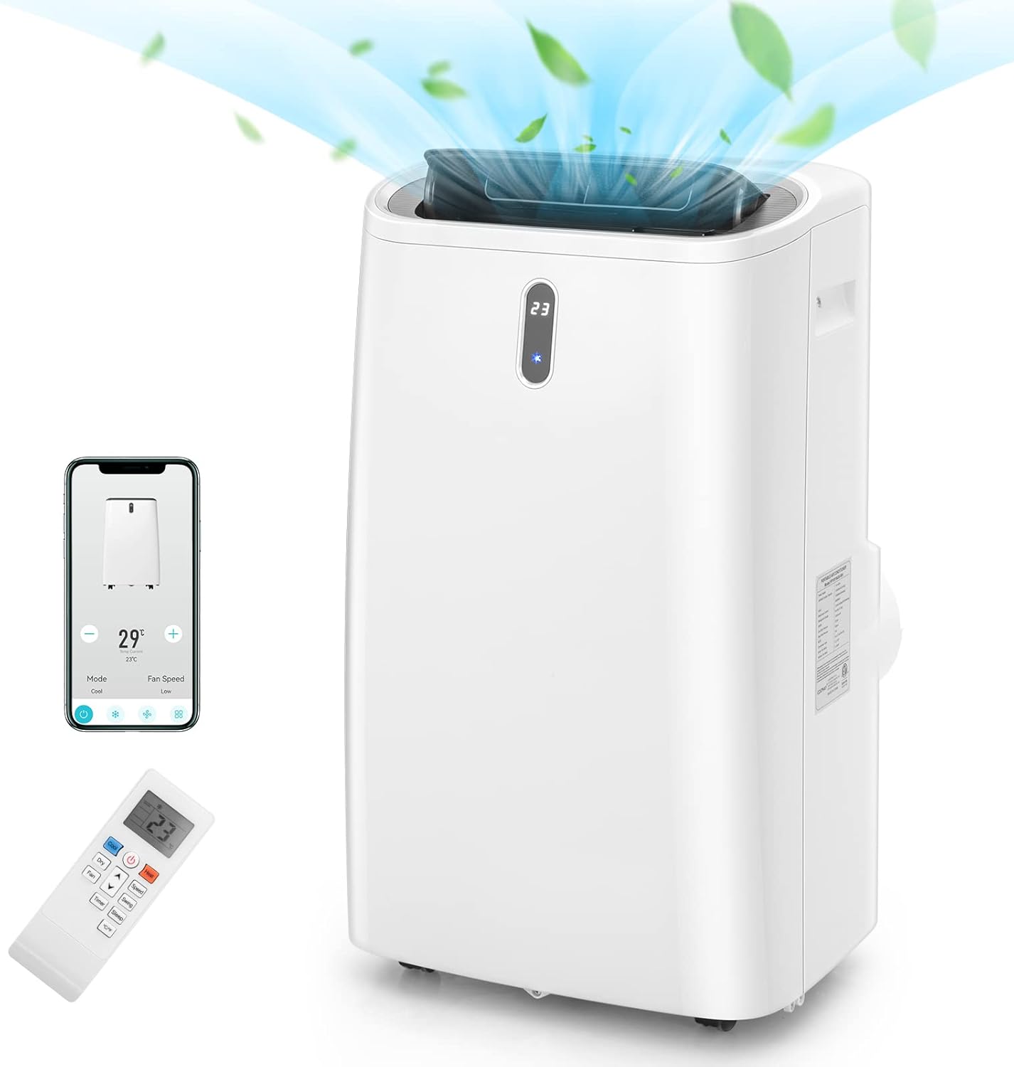 LDAILY 4-in-1 Portable Air Conditioner w/Remote Control, 14000 BTU AC Unit w/Cool, Heat, Fan, Dry & Sleep Mode, Smart Phone Control, Cools Up to 450 sq.ft, Air Cooler w/Window Kit (14000 BTU)