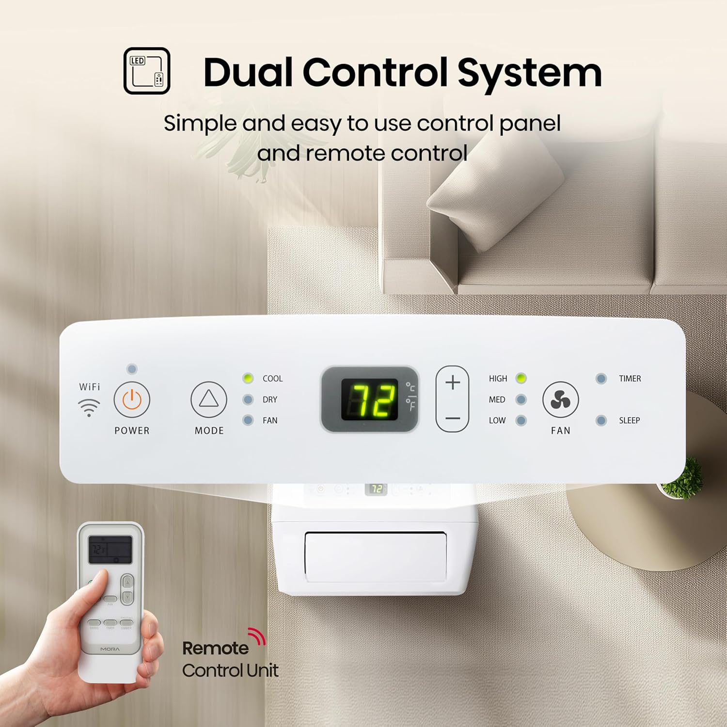 Mora Mora by Hisense Smart 7,000 BTU (DOE), 10,300 BTU (ASHRAE), 300 SF Portable AC, 3 Operating Modes (Cool, Dry, Fan), Remote and Window Vent Installation Kit Included, Goole Home & Alexa Support