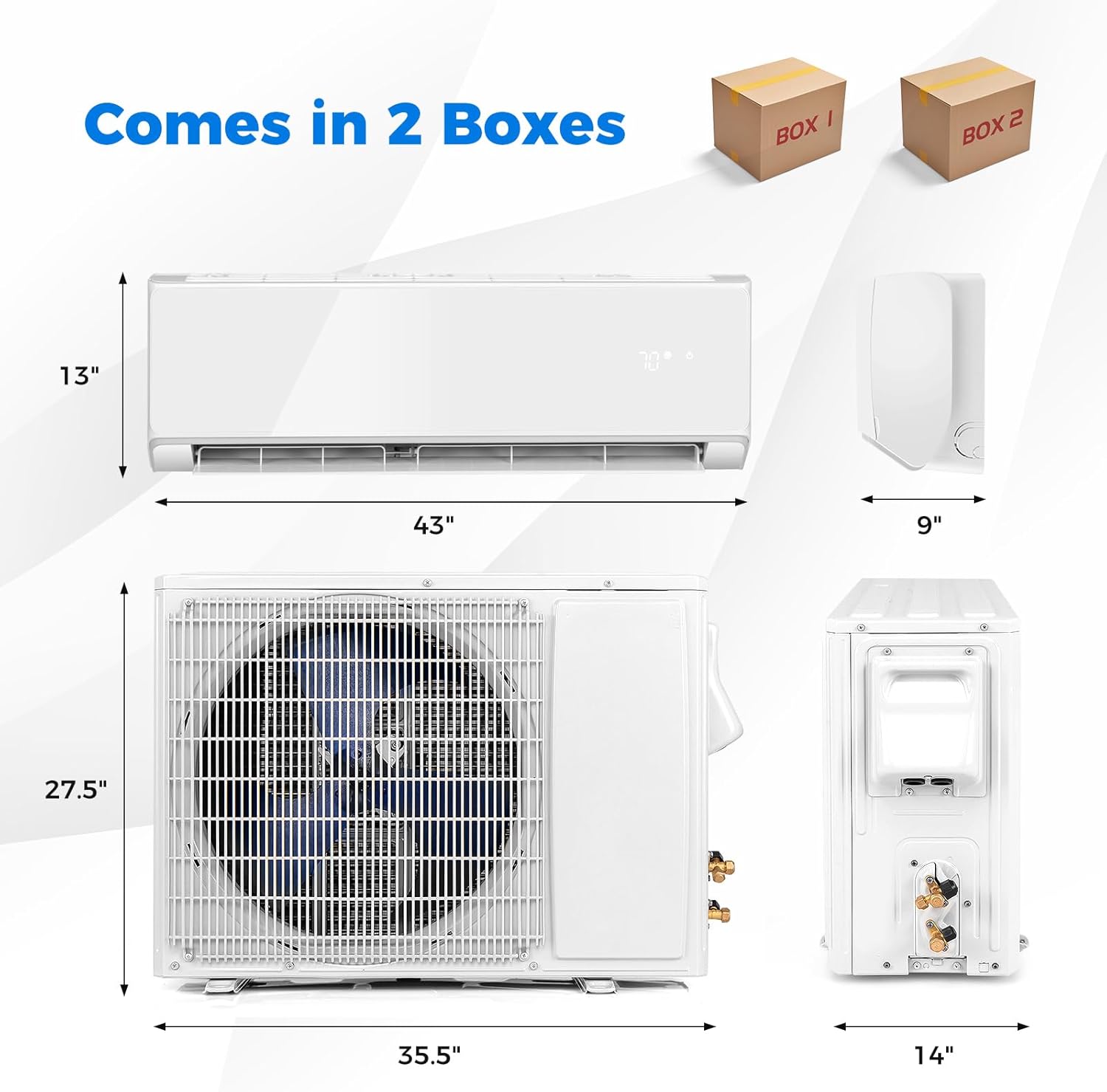 ARLIME 22000 BTU Wifi Enabled Mini Split Air Conditioner & Heater, 21 SEER2 208-230V Inverter AC Unit Cools Rooms up to 1500 Sq. Ft., Energy Efficient Split Wall AC w/Heat Pump & Installation Kit