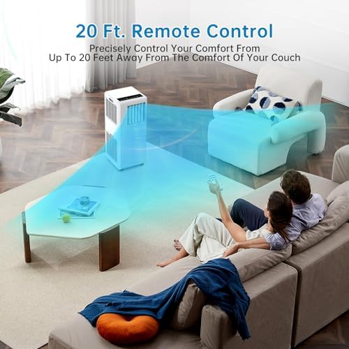 8,000 BTU Portable Air Conditioner, 3 in-1 Stand-Up AC Unit with Remote Control, Cools Rooms up to 350 Sq. Ft., Built-in Dehumidifier & Fan Modes, Window Installation Kit, White