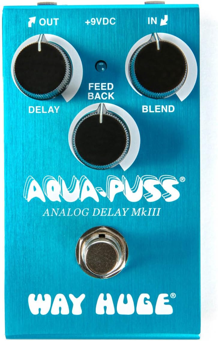 Way Huge WM71 Aqua-Puss Analog Delay Effects Pedal Bundle with 2 MXR Patch Cables and Power Supply