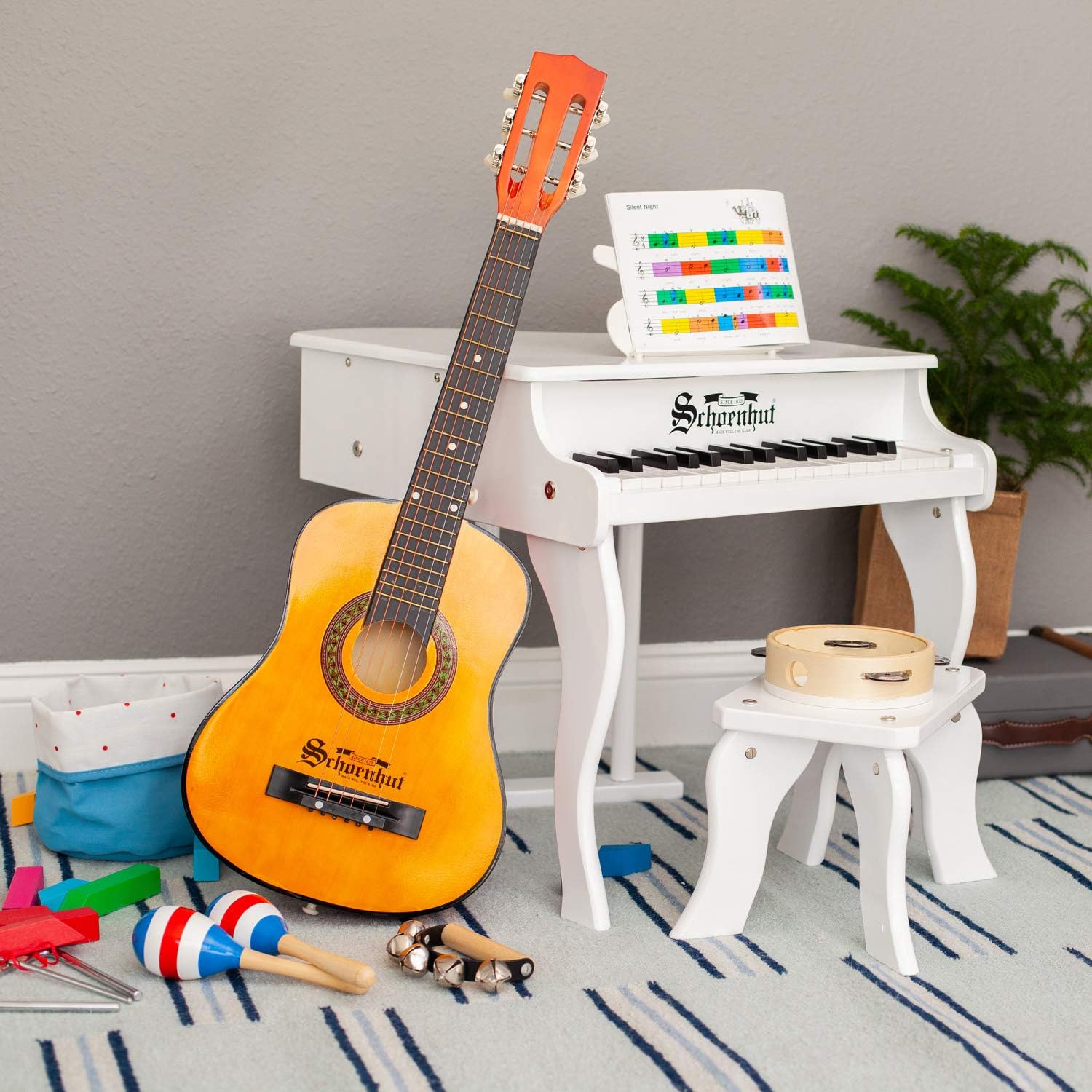 Schoenhut Acoustic Guitar - 30'' Beginner Guitar - Acoustic Guitars Set with Strings, Pick and Carrying Case - Learn to Play 6 String Guitar - Beginner Acoustic Guitar for Kids