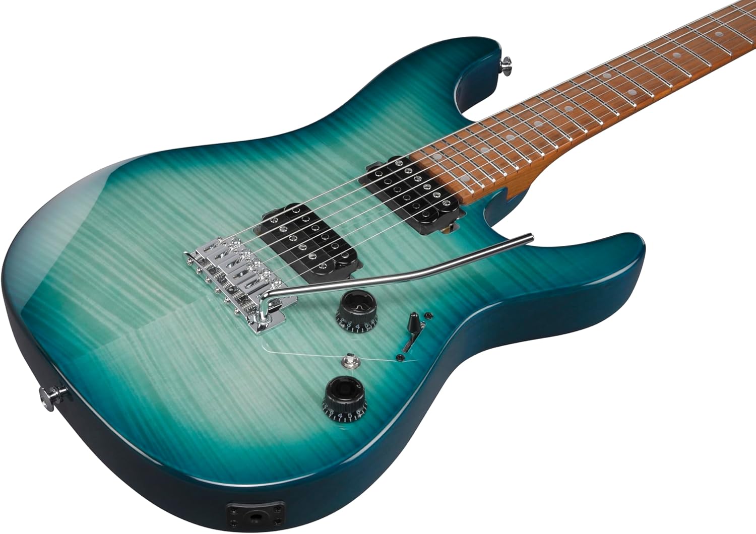 Ibanez AZ24S1F Standard 6-String Right-Handed Electric Guitar with Roasted Maple Neck and Jatoba Fretboard (Transparent Turquoise Burst)