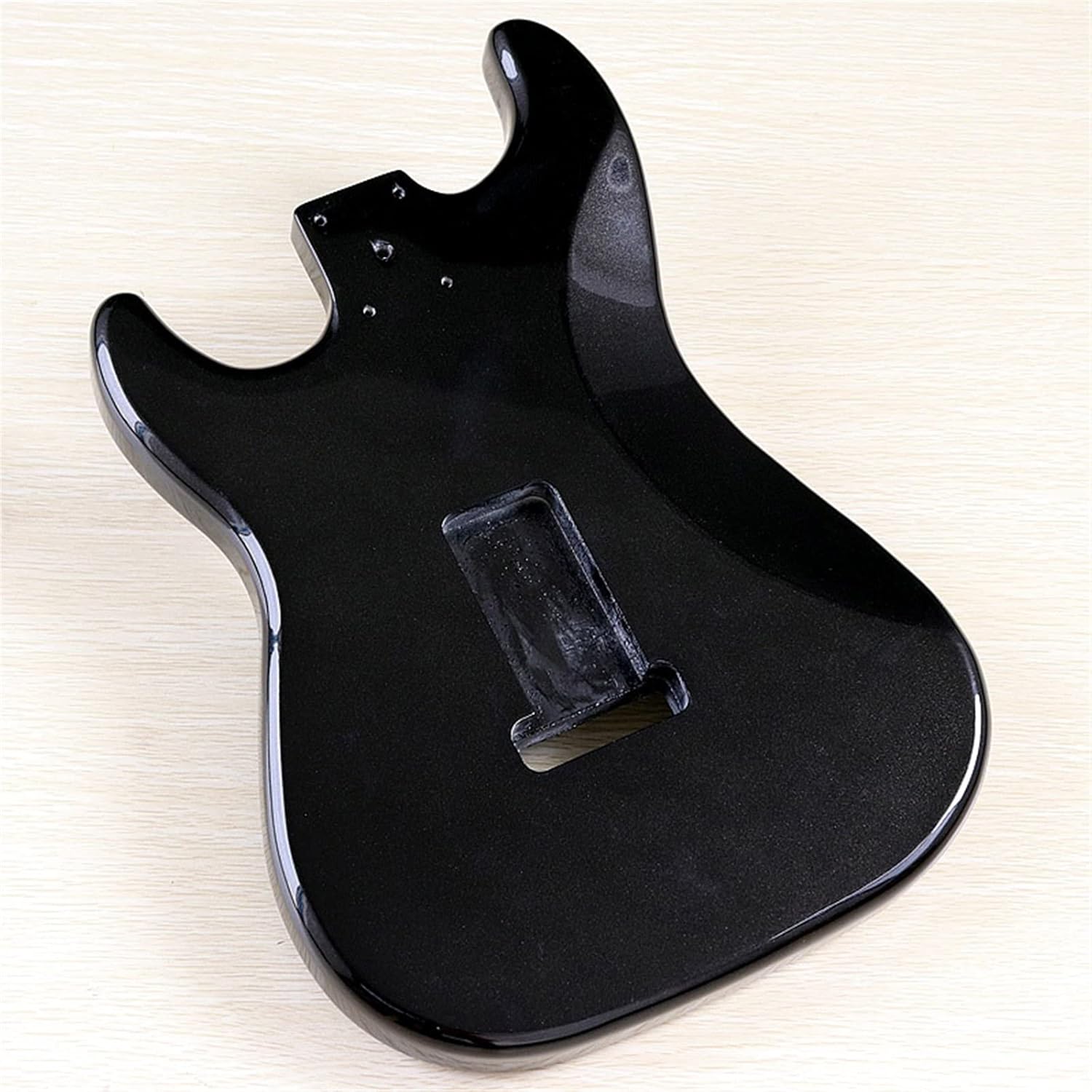 Metallic Black Guitar Body Poplar Wood Electric Guitar Body Glossy 5.7 Cm Pocket Width for 24 Frets Guitar Neck DIY Guitar Kit
