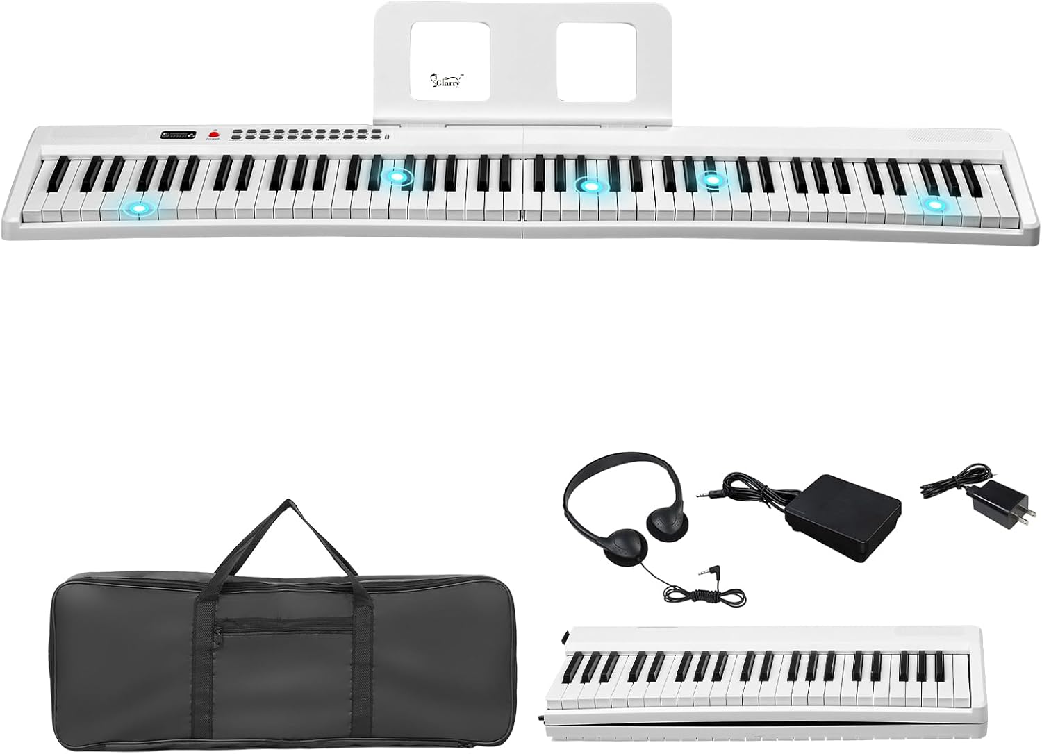 Portable Piano 88-Key Semi-Weighted Keyboard Folding Digital MIDI Bluetooth Electric Piano with Handbag Headphone Multiple Sound Modes for Piano Lover Adult Teenagers