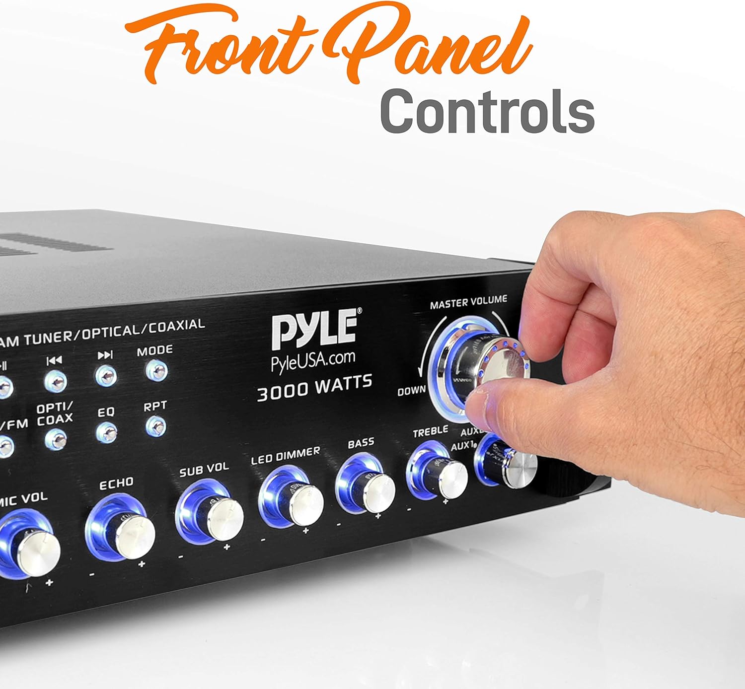 Pyle Bluetooth Multi-Channel Hybrid Pre-Amplifier System - 3000W Home Audio Rack Mount Stereo Power Amplifier Receiver w/ Radio, USB, UHF, Dual Wireless Karaoke mic, Speaker Sound System - PWMA4004BT