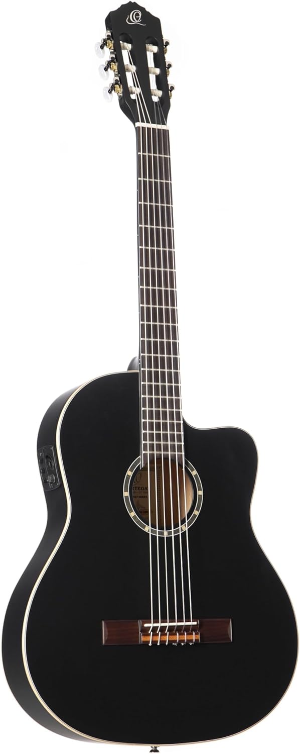 RCE125SN-SBK Family Series Thinline Acoustic Electric Nylon Classical 6-String Guitar w/Free Bag