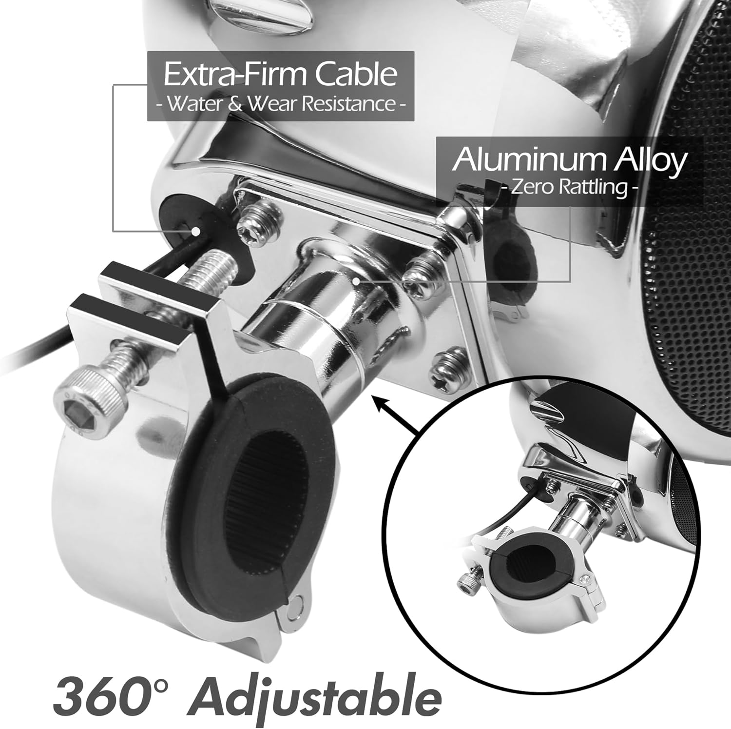 GoHawk Motorcycle Speakers and Amplifier Audio Sound System, 1000W Bluetooth Weatherproof 4 Inch Radio Audio System AUX USB SD FM Radio, Volume Control, ATV UTV Compatible