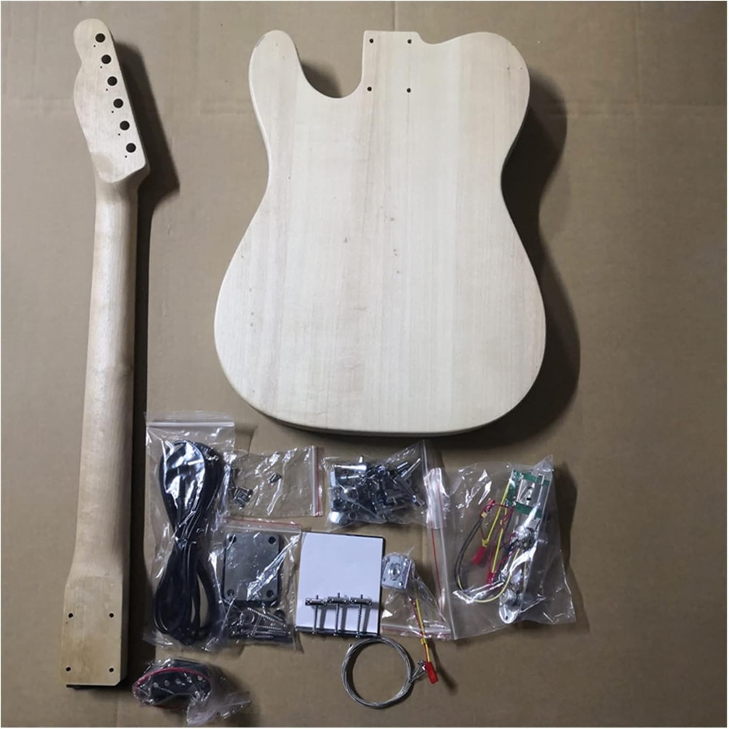 DIY Electric Guitar Kit Unfinished Basswood Body Rosewood Fingerboard 22 Frets DIY Electric Guitar Set Kits