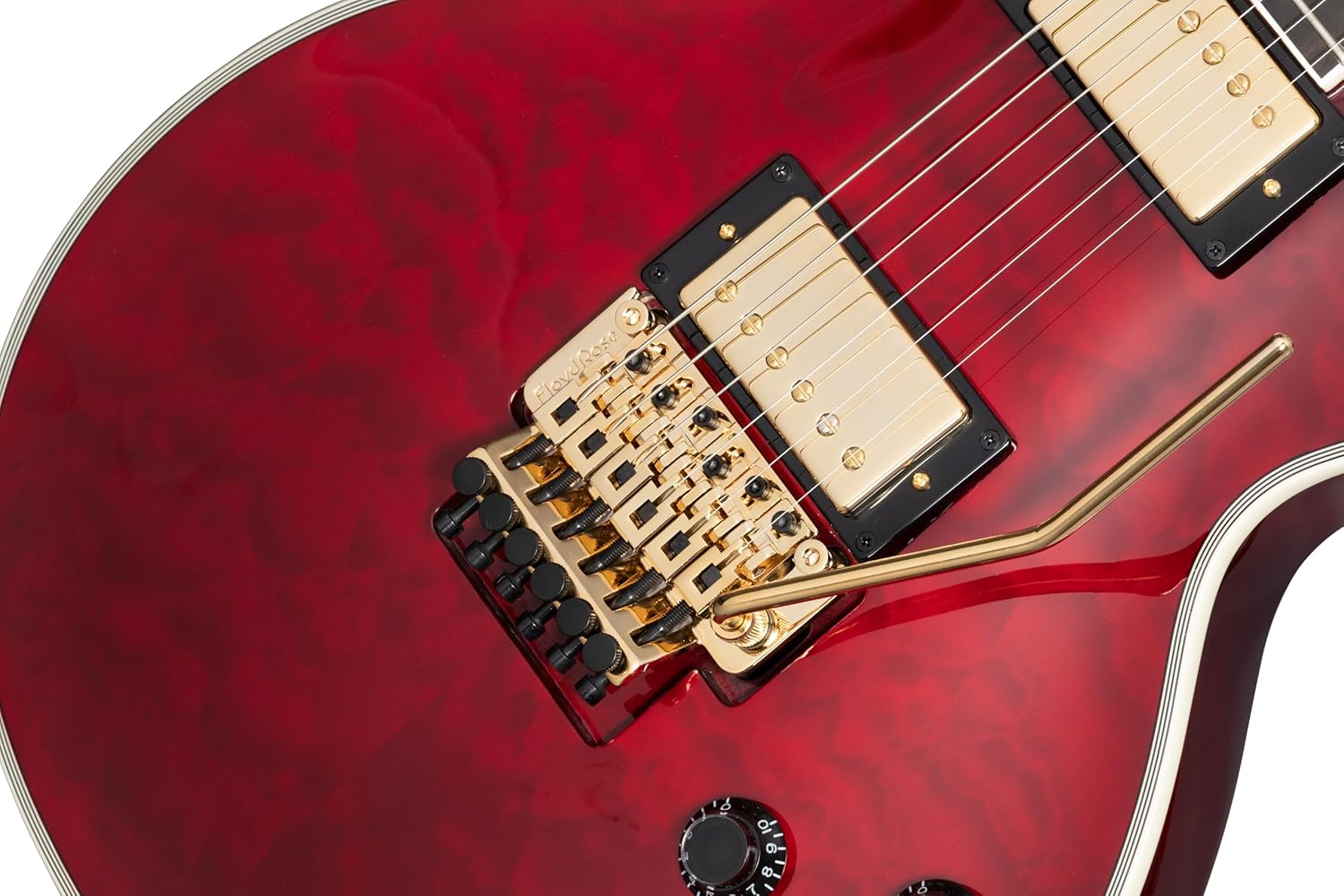 Epiphone Alex Lifeson Les Paul Custom Axcess Quilt, Ruby with Case